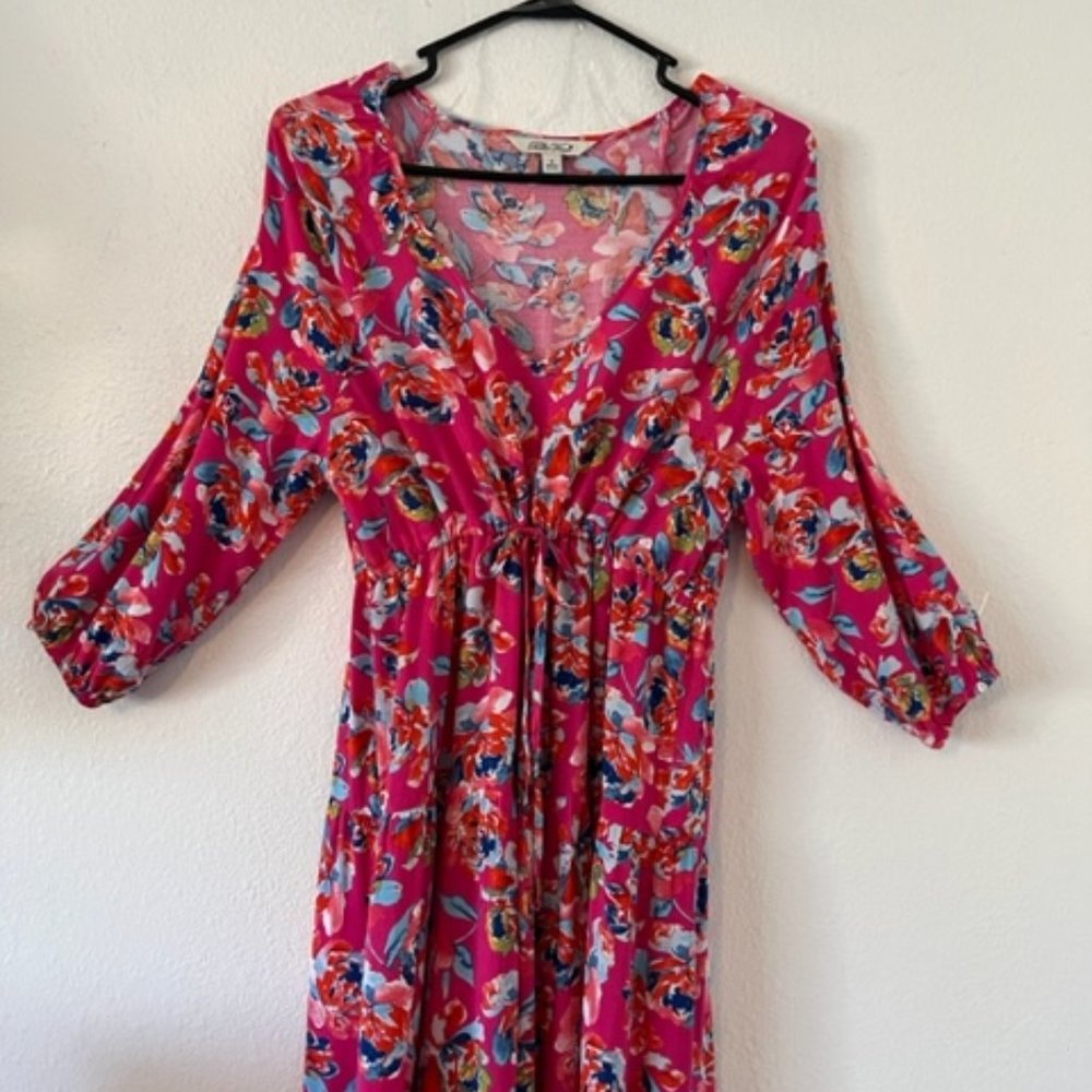 Pioneer Woman Long Dress 3/4 Sleeve Pink Floral Size S